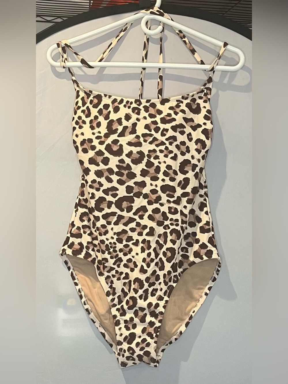 Kona Sol Leopard Print One-Piece Swimsuit - Cream & Brown